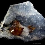 Calcita, Cuarzo y Apofilita.Mahodari, Distrito Nashik (Nasik), Maharashtra, India100x70 mm. (Autor: Jesus Franquesa Baucells)