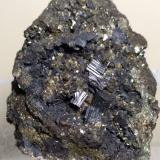 Bournonite<br />Baia Sprie Mine, Baia Sprie, Maramures, Romania<br />60 x 42 mm<br /> (Author: Sante Celiberti)