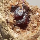 Cinnabar on Dolomite<br />Lovelock, Antelope District, Pershing County, Nevada, USA<br />4,5 x 3 cm<br /> (Author: Volkmar Stingl)