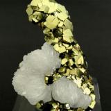 Pyrite with Calcite
Panasqueira, Covilha, Beira Baixa
Minas da Panasqueira, Level 3. 
3.4 x 5.0 x 1.5 cm (Author: Gail)