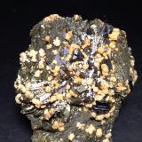 Pyrrhotite, Arsenopyrite, Arsenopyrite after Pyrrhotite, Sphalerite, Galena, Rhodochrosite<br />Trepča Complex, Trepča Valley, Kosovska Mitrovica, Kosovska Mitrovica District, Kosovo<br />78 x 65 mm<br /> (Author: Sante Celiberti)
