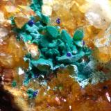 Calcite, Malachite, Azurite<br />Brixlegg, Kufstein District, Inn Valley, North Tyrol, Tyrol/Tirol, Austria<br />62 x 35 mm<br /> (Author: Sante Celiberti)