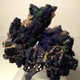 Azurite, Malachite, Tsumcorite, Schultenite, Beaverite-(Cu), Copper, Zincolivenite, Keyite, Calcite<br />Tsumeb Mine, Tsumeb, Otjikoto Region, Namibia<br />85 x 75 mm<br /> (Author: Sante Celiberti)