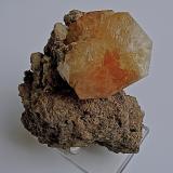 Calcite<br />Berry Materials Corp. Quarry, North Vernon, Jennings County, Indiana, USA<br />Calcite is 7 cm on a 10.5 cm specimen<br /> (Author: Bob Harman)