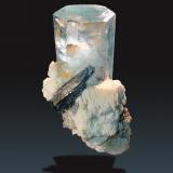 Beryl (variety aquamarine) with Schorl and Orthoclase<br />Bergsig Farm 167 (Hohenstein), Omaruru, Erongo Region, Namibia<br />27 mm x 44 mm x 22 mm<br /> (Author: Firmo Espinar)