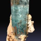 Beryl (variety aquamarine) with Schorl and Orthoclase<br />Bergsig Farm 167 (Hohenstein), Omaruru, Erongo Region, Namibia<br />27 mm x 44 mm x 22 mm<br /> (Author: Firmo Espinar)