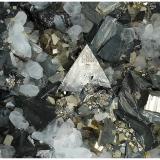 Tetrahedrite, Pyrite, Quartz, Sphalerite<br />Boldut Mine, Cavnic mining area, Cavnic, Maramures, Romania<br />15 cm x 12 cm x 5 cm<br /> (Author: silvia)