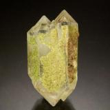 Epidote on Quartz<br />Cambridge, Coos County, New Hampshire, USA<br />2.5 x 1.4 cm<br /> (Author: Michael Shaw)
