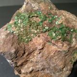Torbernite<br />Margabal Mine, Entraygues-sur-Truyère, Lot et Truyère, Rodez, Aveyron, Occitanie, France<br />90 x 88 mm<br /> (Author: Sante Celiberti)