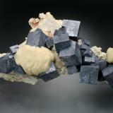 Galena and Calcite<br />Mid-Continent Mine, Picher Field, Treece, Tri-State District, Cherokee County, Kansas, USA<br />18x8x6 cm overall size<br /> (Author: Jesse Fisher)