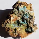 Malachite, Serpierite, Fluorite, QuartzYongping Mine, Yongping, Yanshan, Shangrao Prefecture, Jiangxi Province, China9 x 6,5 cm (Author: Volkmar Stingl)