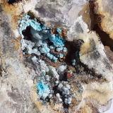 Chrysocolla, Quartz, Fluorite<br />Yongping Mine, Yongping, Yanshan, Shangrao Prefecture, Jiangxi Province, China<br />6 x 5,5 cm<br /> (Author: Volkmar Stingl)