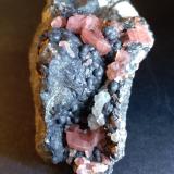 Rhodochrosite, Fluorite<br />Uchucchacua Mine, Oyón Province, Lima Department, Peru<br />71 x 65 mm<br /> (Author: Sante Celiberti)