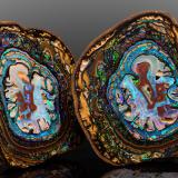 Opal (variety boulder opal)<br />Yowah opal field, Paroo Shire, Queensland, Australia<br />7.5 x 8 x 2 cm<br /> (Author: MIM Museum)