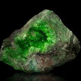 Cuprosklodowskite<br />Musonoi Mine, Kolwezi, Kolwezi District, Lualaba, Katanga Copper Crescent, Katanga (Shaba), Democratic Republic of the Congo (Zaire)<br />26 x 14 x 17 cm / main crystal: 2.0 cm<br /> (Author: MIM Museum)