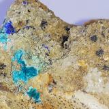 Azurite, Malachite, Quartz, Dolomite<br />Ringenwechsel Mining District, Troi, District Schwaz, Inn Valley, North Tyrol, Tyrol/Tirol, Austria<br />FoV 3 x 2 cm<br /> (Author: Volkmar Stingl)