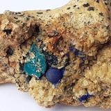 Azurite, Malachite, Dolomite<br />Ringenwechsel Mining District, Troi, District Schwaz, Inn Valley, North Tyrol, Tyrol/Tirol, Austria<br />3 x 2,5 cm<br /> (Author: Volkmar Stingl)