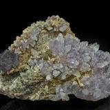 Quartz (variety amethyst), Galena, Chalcopyrite<br />September Mine (9th of September Mine) , Madan mining area, Rhodope Mountains, Smolyan Oblast, Bulgaria<br />14.0 x 7.5 cm<br /> (Author: am mizunaka)