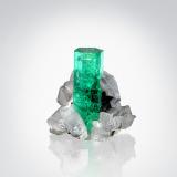 Beryl (variety emerald) on Dolomite<br />La Pita mining district, Municipio Maripí, Western Emerald Belt, Boyacá Department, Colombia<br />29 x 28 x 28 mm<br /> (Author: TamaHiguchi)