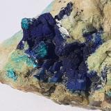 Azurite, Dolomite, Tyrolite<br />Ringenwechsel Mining District, Troi, District Schwaz, Inn Valley, North Tyrol, Tyrol/Tirol, Austria<br />2,5 x 2,5 cm<br /> (Author: Volkmar Stingl)