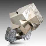 Pyrite<br />Ampliación a Victoria Mine, De Alcarama Range, Navajún, Comarca Cervera, La Rioja, Spain<br />9 x 6.5 x 8 cm / main crystal: 7.6 cm<br /> (Author: MIM Museum)