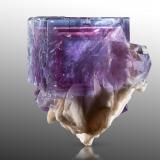 Fluorite with Baryte<br />La Cabaña, Valdelmar, Berbes mining area, Berbes, Ribadesella, Comarca Oriente, Principality of Asturias (Asturias), Spain<br />6.5 x 6 x 6.5 cm<br /> (Author: MIM Museum)