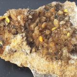 Boltwoodite, Calcite<br />Goanikontes claim, Goanikontes, Swakopmund District, Erongo Region, Namibia<br />6 x 5 cm<br /> (Author: Volkmar Stingl)