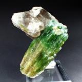 Elbaite variety verdelite (Tourmaline Group), Quartz (variety smoky quartz)Paprok, Kamdesh District, Nuristan Province, Afghanistan15 cm x 14 cm x 9.7 cm (Author: Don Lum)