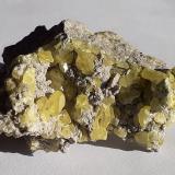 Sulfur<br />Agrigento (Girgenti) Province, Sicily, Italy<br />6 x 4 cm<br /> (Author: Volkmar Stingl)