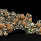 Rhodochrosite, Laumontite, PyriteFoote Lithium Co. Mine (Foote Mine), Kings Mountain District, Cleveland County, North Carolina, USA7.7 x 3.5 cm (Author: am mizunaka)