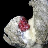 Cinabrio<br />Mina Escarlati, Puerto de las Señales, Maraña, Comarca Montaña Oriental, León, Castilla y León, España<br />Campo de visión 4 cm.<br /> (Autor: Antonio P. López)