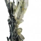 Stibnite, Baryte
Xikuangshan Sb deposit, Lengshuijiang Co., Loudi Prefecture, Hunan Province, China
118 mm tall x 38 mm wide (Author: Carles Millan)