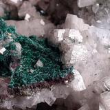 Calcite, Malachite, Duftite<br />Tsumeb Mine, Tsumeb, Otjikoto Region, Namibia<br />8 x 7 cm<br /> (Author: Volkmar Stingl)