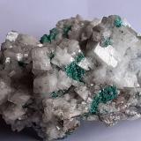 Calcite, Malachite, Duftite<br />Tsumeb Mine, Tsumeb, Otjikoto Region, Namibia<br />8 x 7 cm<br /> (Author: Volkmar Stingl)