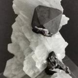 Galena on Baryte<br />Bou Nahas Mine, Oumjrane mining area, Alnif Commune, Tinghir Province, Drâa-Tafilalet Region, Morocco<br />4 cm x 5 cm<br /> (Author: Enrique Llorens)