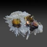 Pyrite on Quartz<br />Belmont Mine, Butte, Butte District, Silver Bow County, Montana, USA<br />4.3cm x 3cm x 2.3cm<br /> (Author: k-m.minerals)