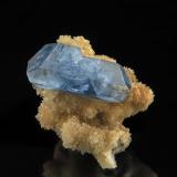 Celestine, Calcite<br />Laman deposit, Qala e Naw District, Badghis Province, Afghanistan<br />4.7 x 4.1 cm<br /> (Author: am mizunaka)