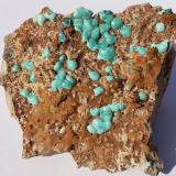 Chrysocolla, Calcite<br />Falkenstein, Schwaz, Brixlegg-Schwaz area, Schwaz District, Inn Valley, North Tyrol, Tyrol/Tirol, Austria<br />9 x 9 cm<br /> (Author: Volkmar Stingl)