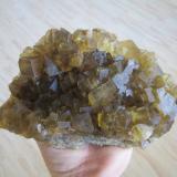 FluoriteAouli, Mibladen mining district, Mibladen, Midelt, Midelt Province, Drâa-Tafilalet Region, MoroccoSpecimen size 19 cm, largest crystal 2,3 cm (Author: Tobi)