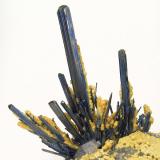 Stibnite, Baryte, calcite
Dahegou Mine, Lushi, Sanmenxia, Henan, China
Main stibnite crystal size: 90 mm x 10 mm

Close-up view (Author: Carles Millan)