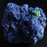 Cuprite altering to Malachite On Azurite from one angle you still make out the Cuprite under the Malachite crust Chessy-les-mines France 28 x 28 x 20 mm traded with Parfaitlumiere through this very forum. (Author: nurbo)