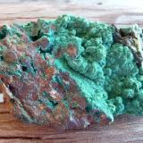 Libethenite on Chrysocolla ps. Libethinite, South Rime Pit, Tyrone Mine, Grant County, New Mexico (Author: Darren)