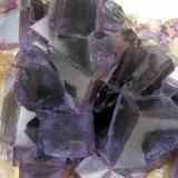 Fluorite, calcite
La Collada, Siero, Asturias, Spain
176 mm x 142 mm. Longest fluorite crystal edge: 36 mm

Close up view (Author: Carles Millan)