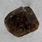 A tabular crystal of titanite from Russia. I wish I had more specific locality information! 3x3x.3 cm. (Author: Jessica Simonoff)