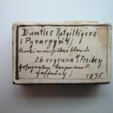 Micromounting in the old days: little box with label, dating from 1875. (Author: Andreas Gerstenberg)