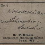 Original label of F. Krantz Mineralienkontor/Bonn (around 1910). (Author: Andreas Gerstenberg)