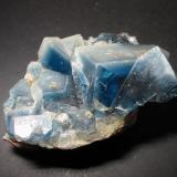 Intensive blue fluorite cubes with some chalcopyrite from the 450 m level, Beihilfe mine, Halsbrücke, Erzgebirge, Saxony. Sample 7,5 cm. Hope, I´ll get a better one some day... (Author: Andreas Gerstenberg)
