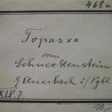 Schneckenstein topaz label of the Bergakademie Freiberg. About 1930. (Author: Andreas Gerstenberg)