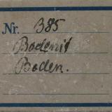 Bodenite is a variety of allanite-(Y). Label from 1926. From type locality Boden limestone deposit, near Marienberg, Saxony. (Author: Andreas Gerstenberg)
