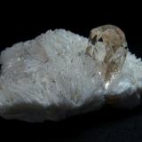 This specimen consists of a matrix of snowy white cleavelandite  and a single, perfectly formed peach topaz. Pakistan,  Northern Areas, Skardu, Yunu, Shigar Valley

Size 80 x 52 x 40 mm (Author: olelukoe)